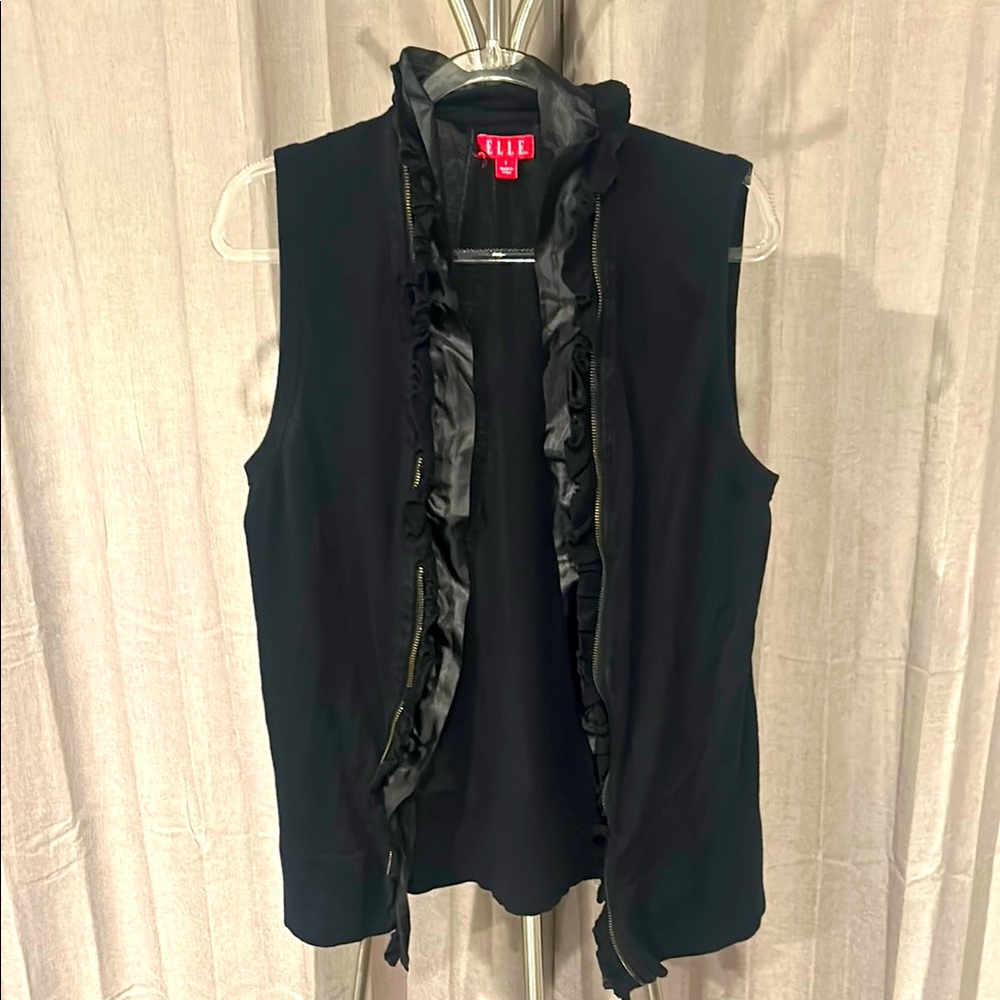 Elle Black Ruffle Trim Vest in great condition.